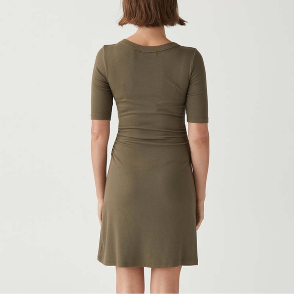 Michael Stars NWT Mona Ruched Side Dress Ultra Ribbed Dolma Green 2X Knee Length - Picture 2 of 9